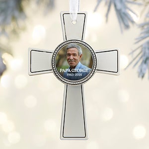 Personalized Photo Memorial Metal Cross Ornament