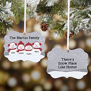 Snowman Family Personalized Metal Ornament