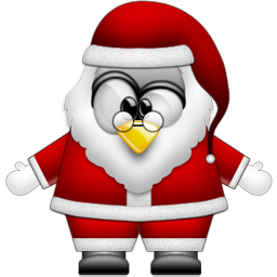 Penguin in Santa clothes