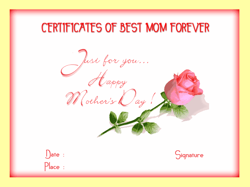 Mothersday Certificates To Print Out