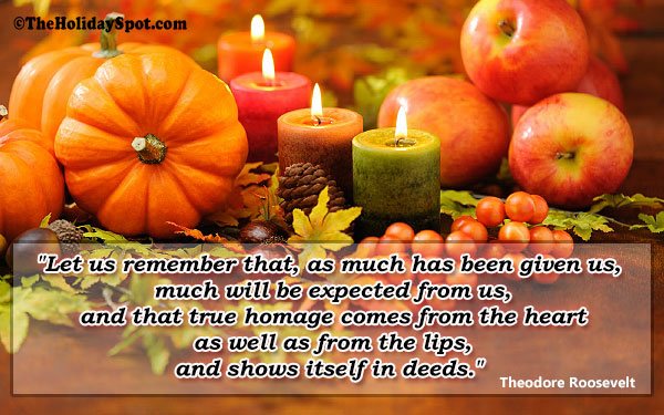 Thanksgiving quote of Theodore Roosevelt