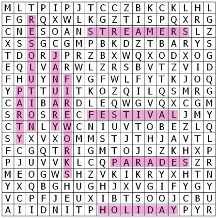 New Year Word Search Puzzle Answers