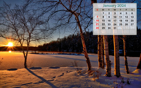 Calendar wallpaper for January 2024