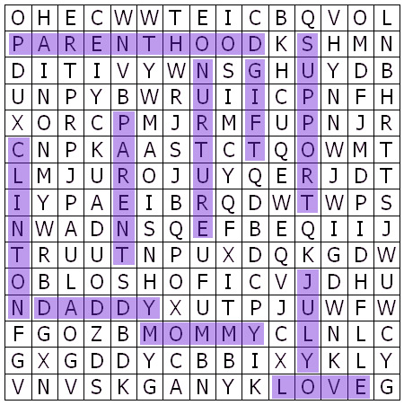 Parents' Day Word Search answers